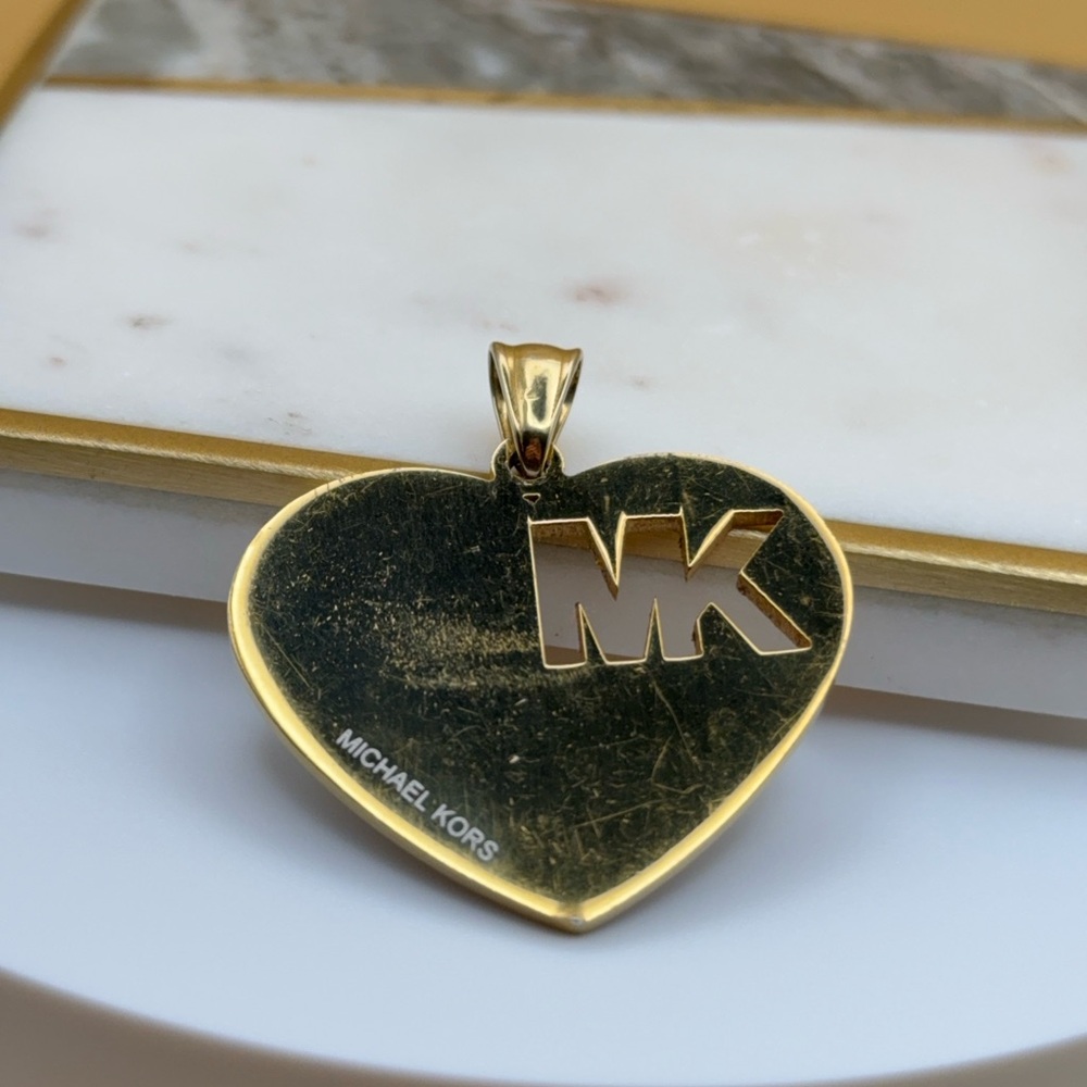 Michael Kors MK Logo Gold Tone Stainless Steel Heart Pendant 💛 - Picture 8 of 12